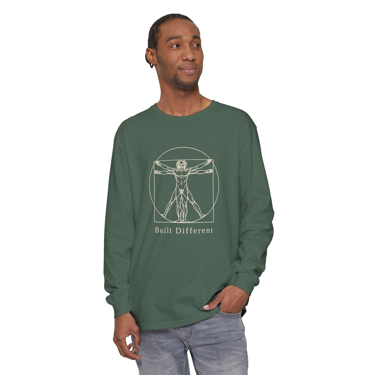 Built Different Long Sleeve T-Shirt – Leonardo-Style Anatomy Sketch