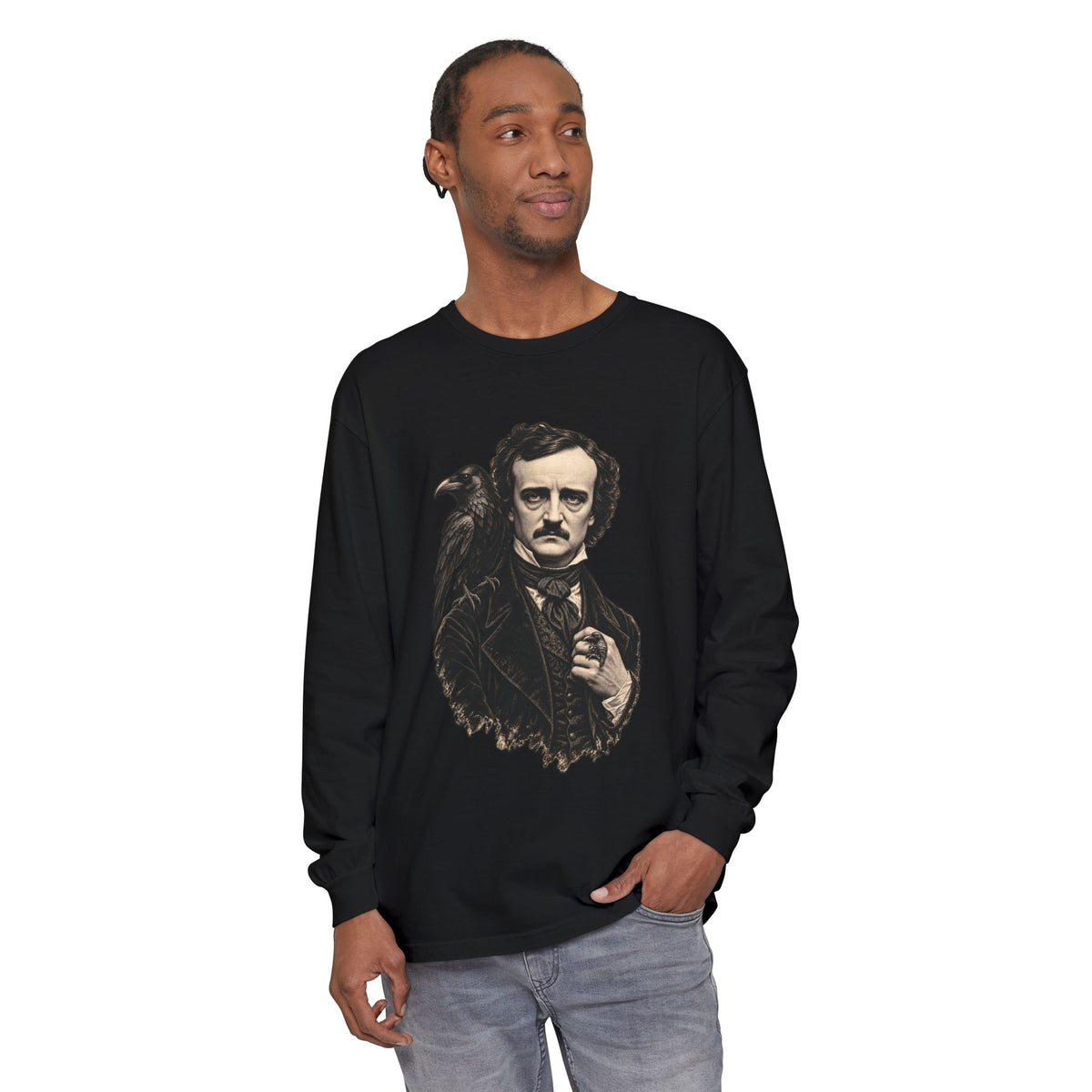 Poe After Dark Long Sleeve T-Shirt – Edgar Allan Poe & Raven