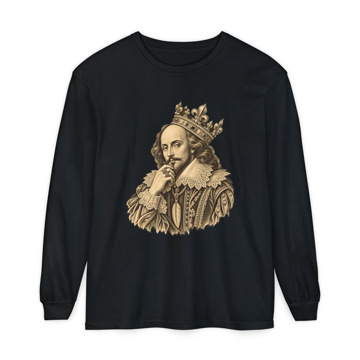 The Bard Long Sleeve T-Shirt – Crowned Shakespeare Portrait