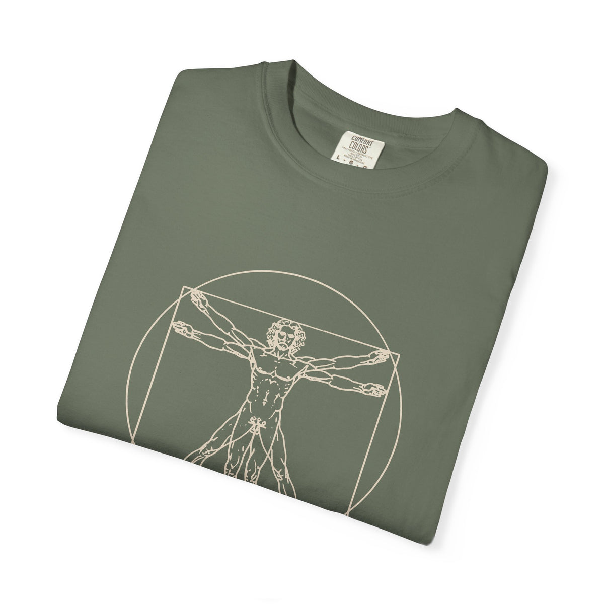 Built Different t-shirt: tonal Leonardo-style anatomy sketch