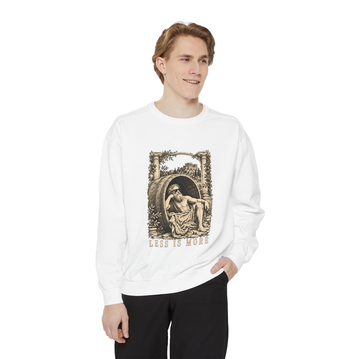 Less Is More Crewneck Sweatshirt – Diogenes in His Barrel
