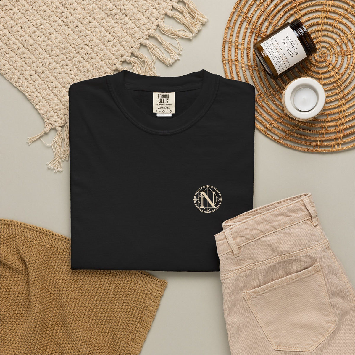 Great Wave t-shirt: curling wave back print with Nexus chest monogram