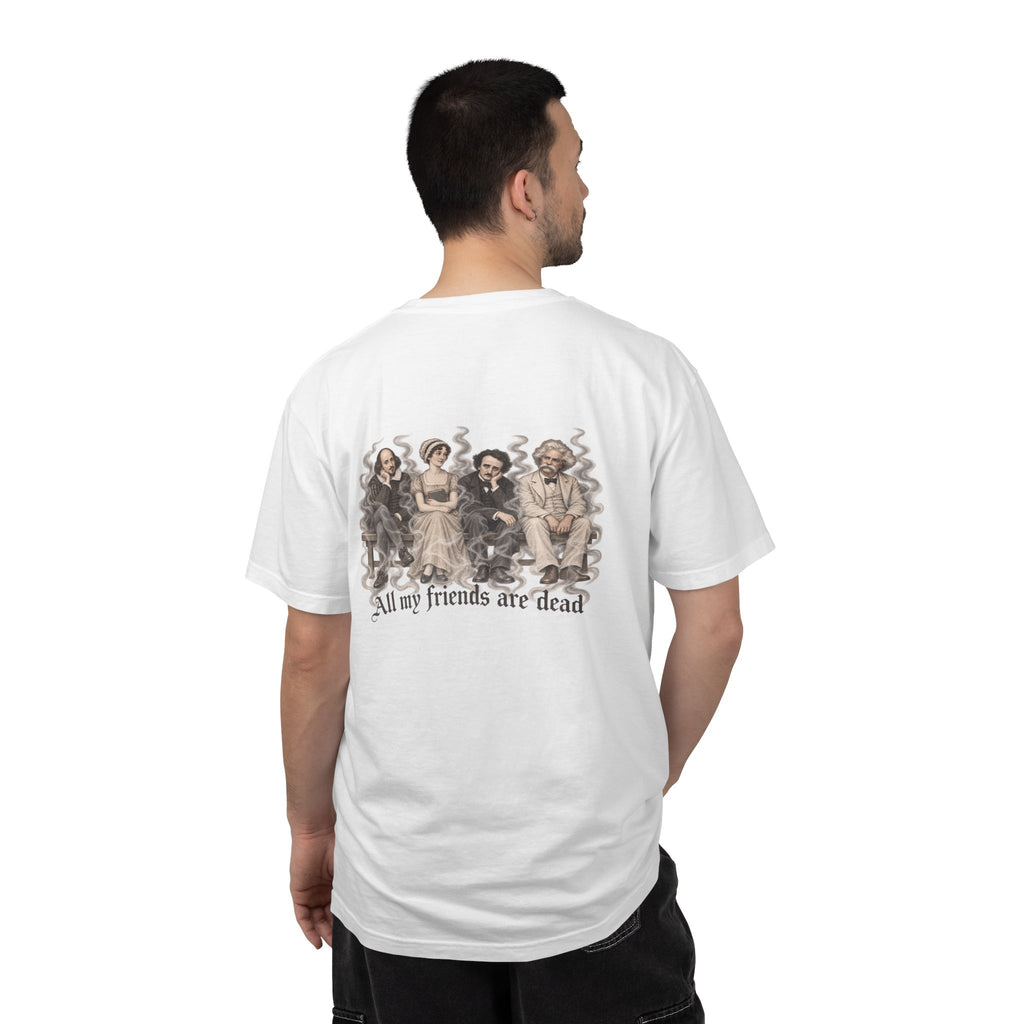 All My Friends Are Dead Afterlife Book Club t-shirt: ghostly literary friends
