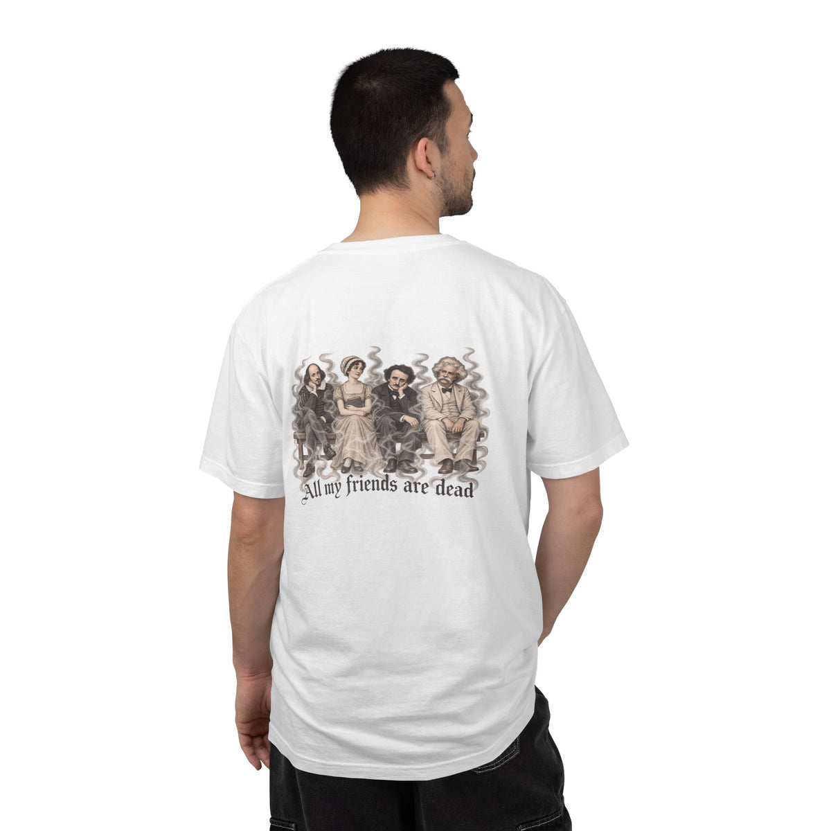 All My Friends Are Dead Afterlife Book Club t-shirt: ghostly literary friends