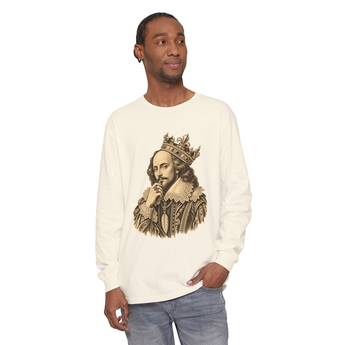 The Bard Long Sleeve T-Shirt – Crowned Shakespeare Portrait