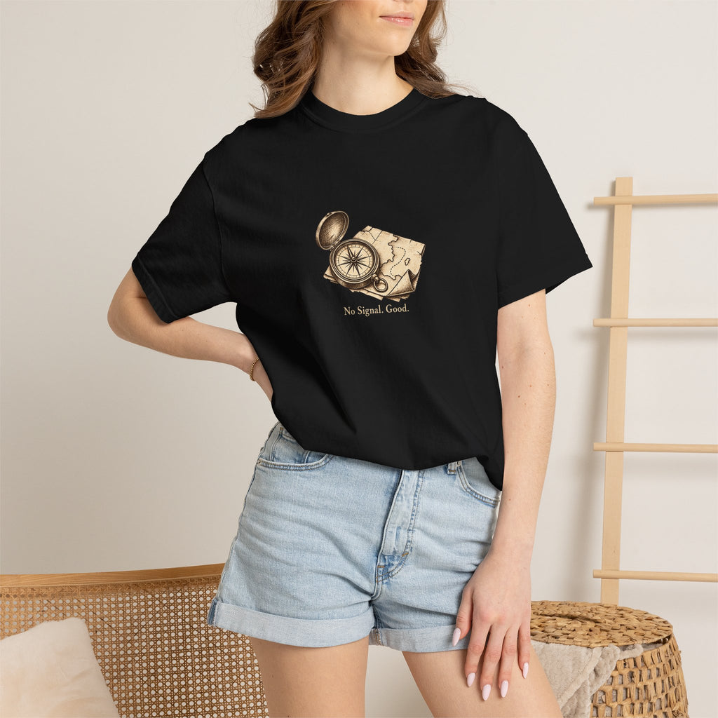 No Signal. Good. t-shirt: vintage compass and map illustration