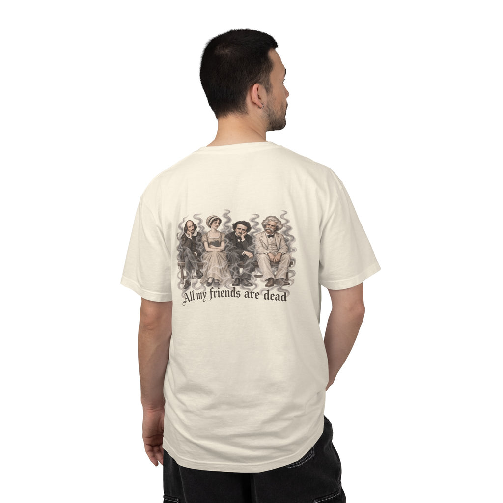 All My Friends Are Dead Afterlife Book Club t-shirt: ghostly literary friends