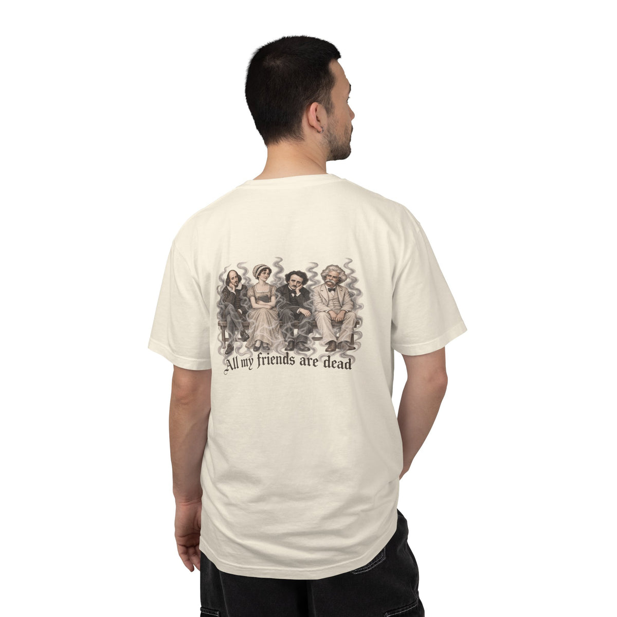 All My Friends Are Dead Afterlife Book Club t-shirt: ghostly literary friends