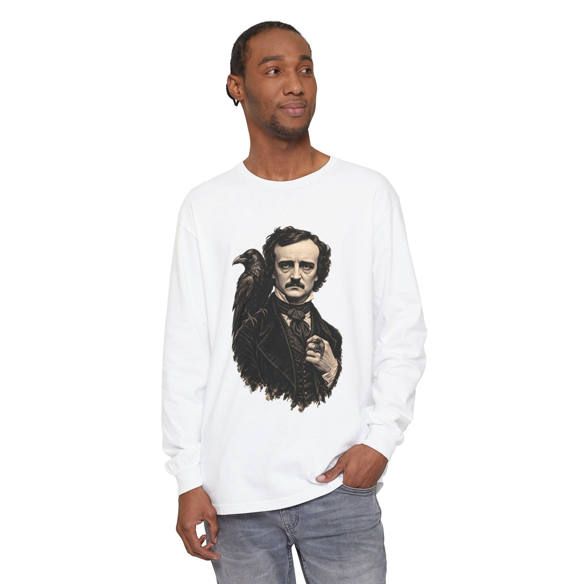 Poe After Dark Long Sleeve T-Shirt – Edgar Allan Poe & Raven