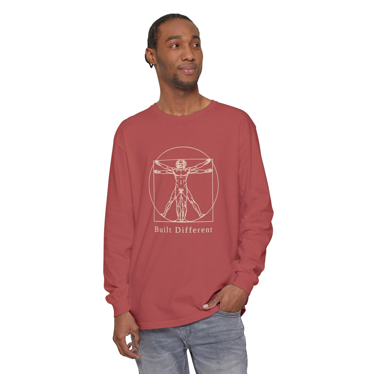 Built Different Long Sleeve T-Shirt – Leonardo-Style Anatomy Sketch