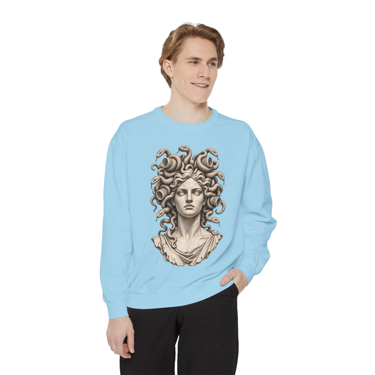 Bad Hair Day Crewneck Sweatshirt – Medusa in Hair Rollers