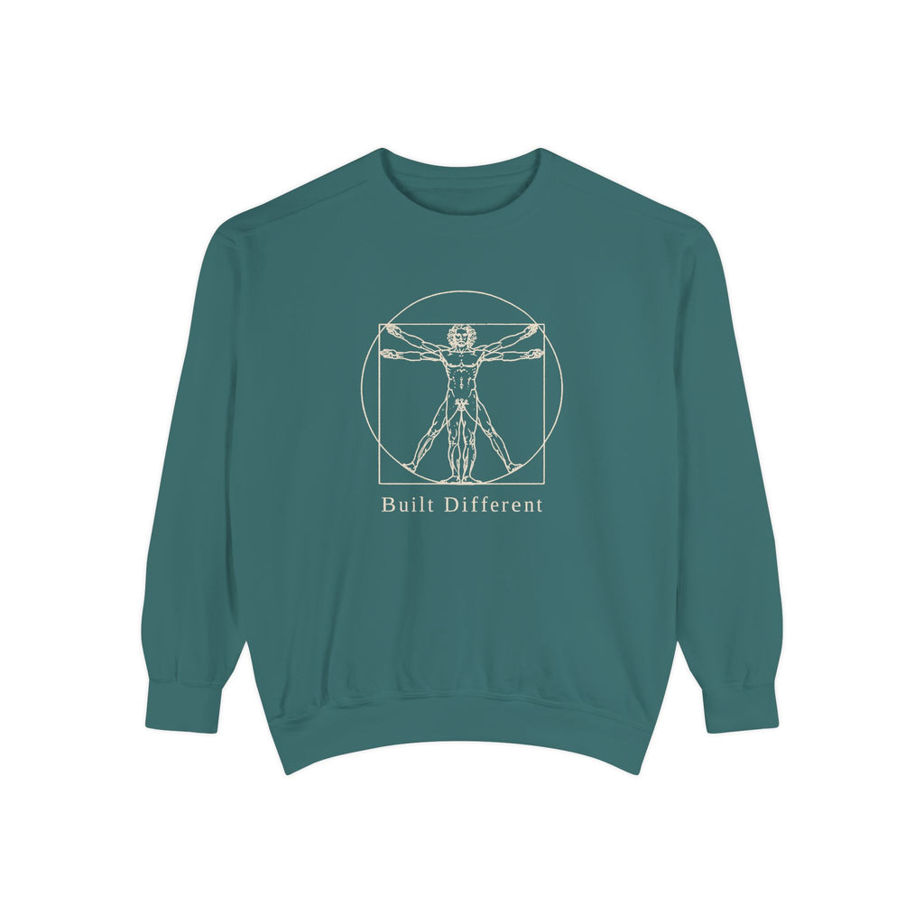 Built Different Crewneck Sweatshirt – Leonardo-Style Anatomy Sketch