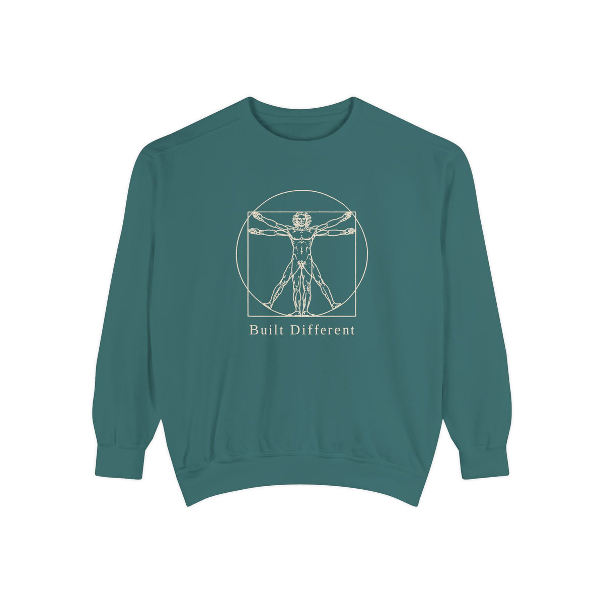 Built Different Crewneck Sweatshirt – Leonardo-Style Anatomy Sketch