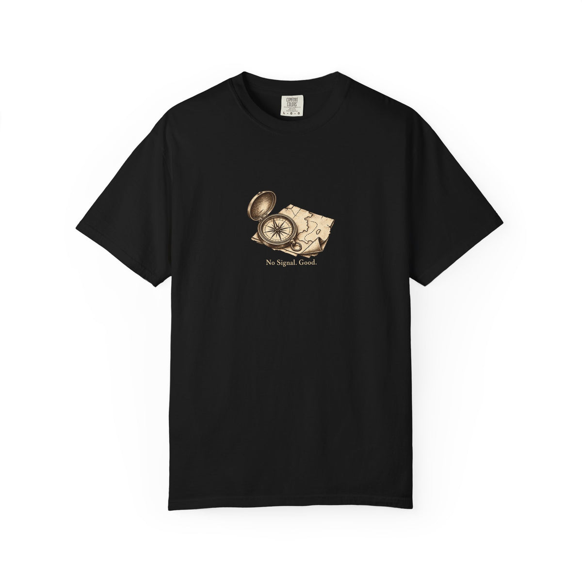 No Signal. Good. t-shirt: vintage compass and map illustration