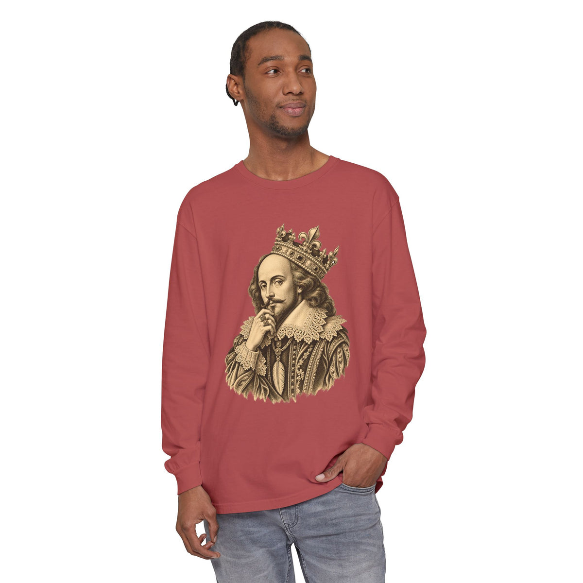 The Bard Long Sleeve T-Shirt – Crowned Shakespeare Portrait