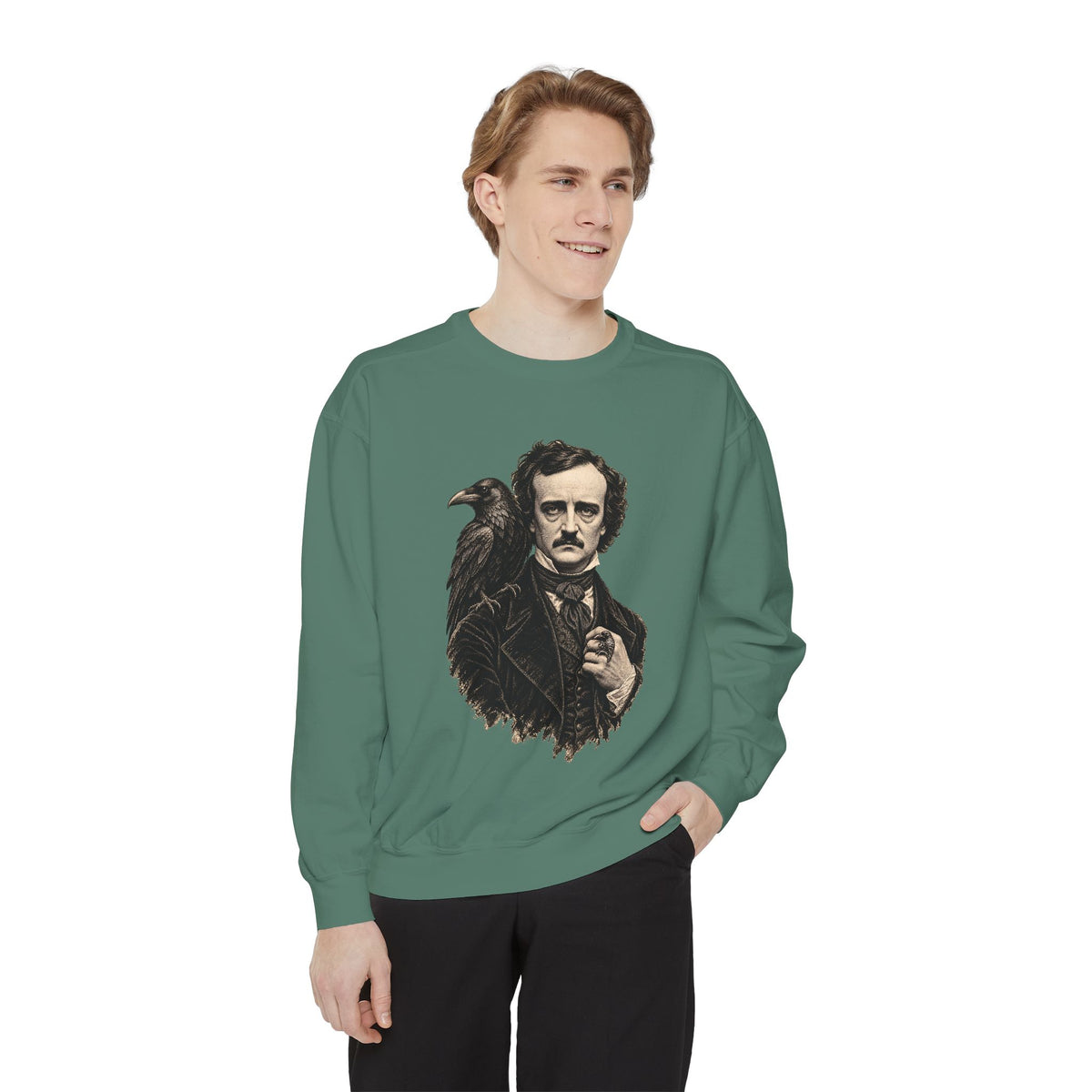 Poe After Dark Crewneck Sweatshirt – Edgar Allan Poe & Raven