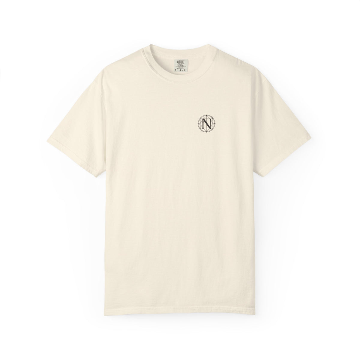 Eclipse t-shirt: eclipse and mountain silhouette back print with Nexus chest monogram