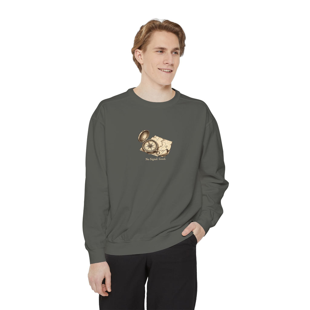 No Signal. Good. Crewneck Sweatshirt – Vintage Compass & Map | Explorer Collection