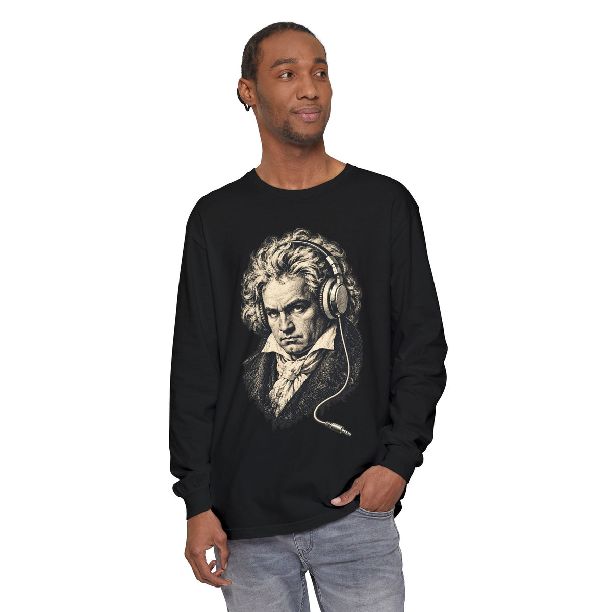 Beethoven Unplugged Long Sleeve T-Shirt – Beethoven in Headphones