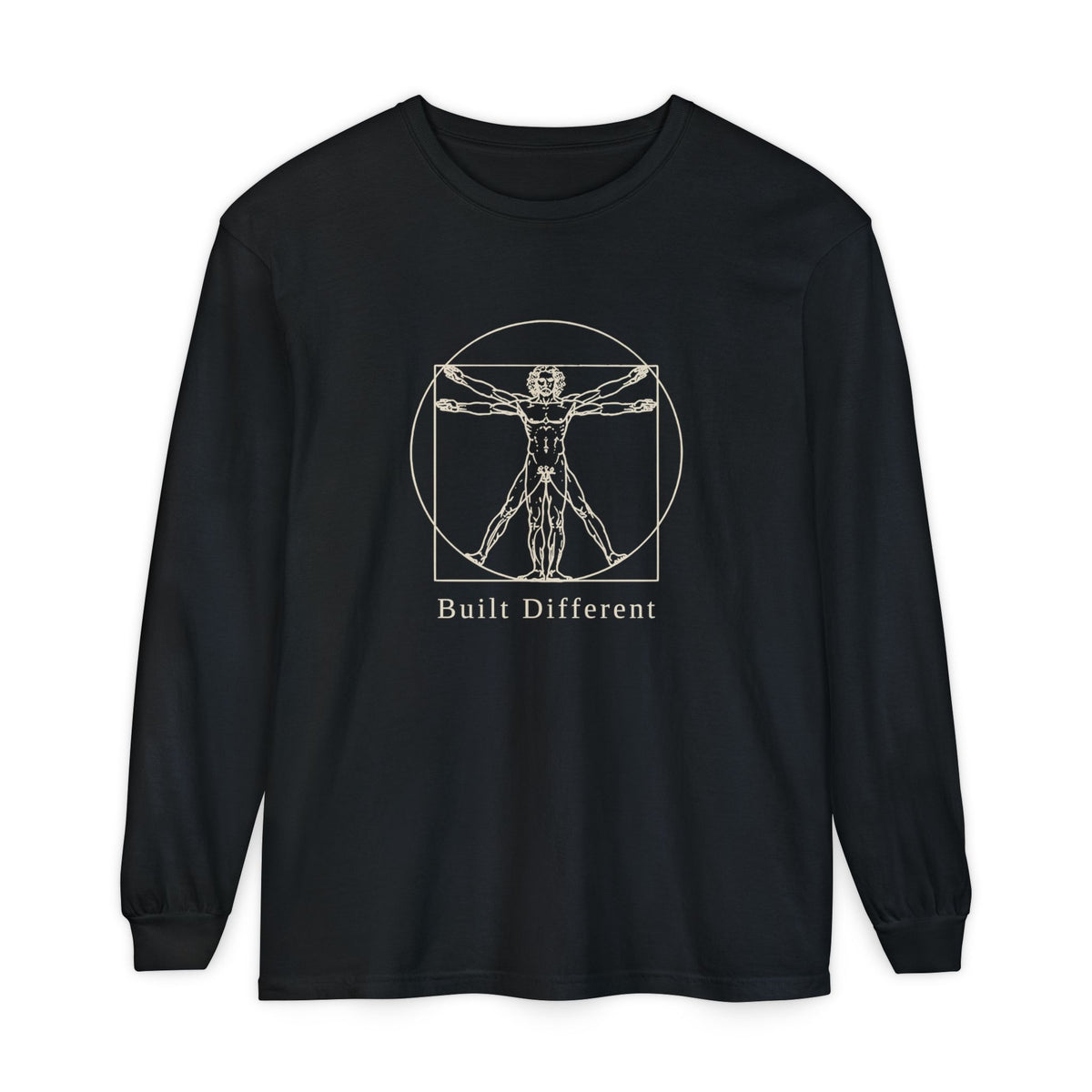 Built Different Long Sleeve T-Shirt – Leonardo-Style Anatomy Sketch