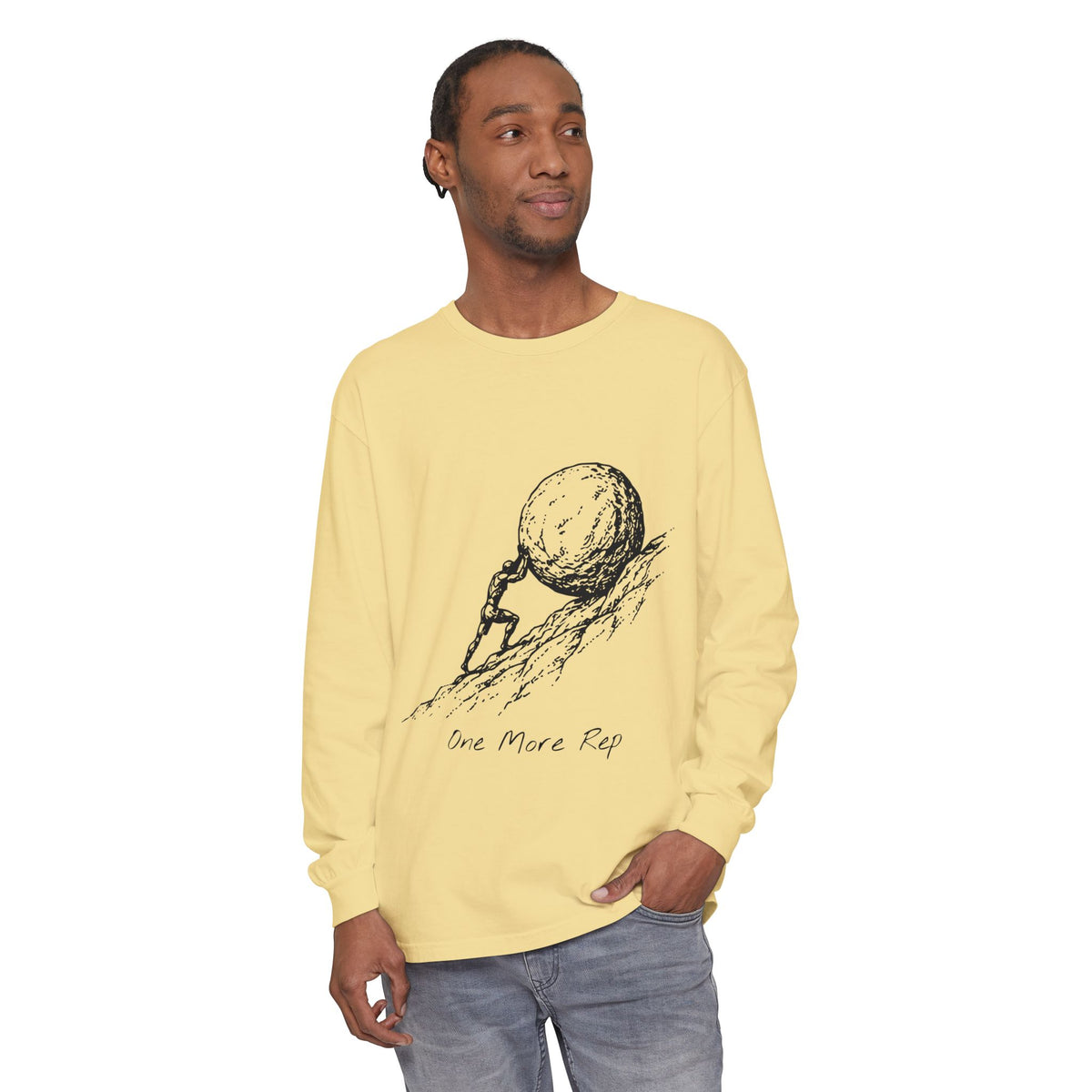 One More Rep Long Sleeve T-Shirt – Sisyphus at the Gym