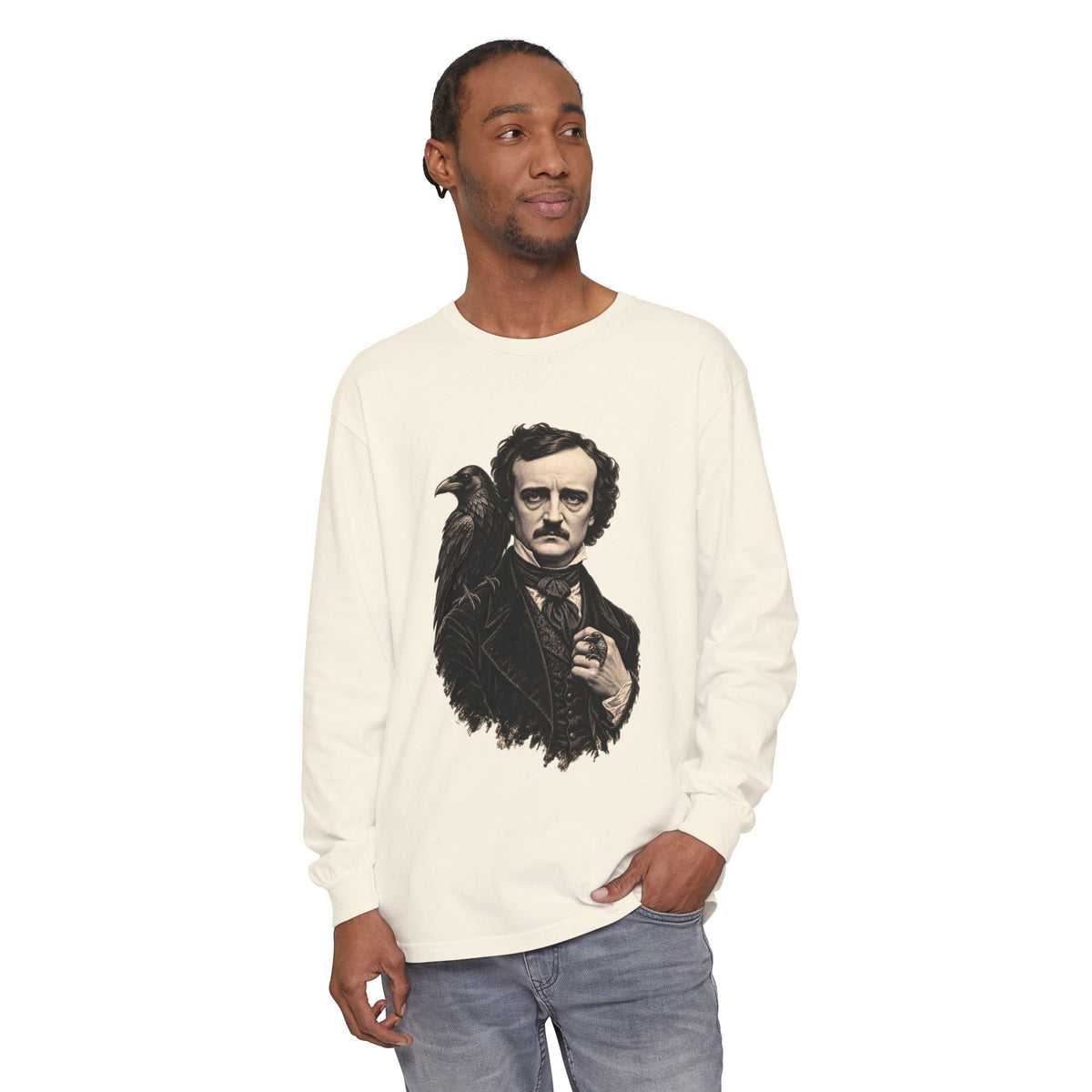 Poe After Dark Long Sleeve T-Shirt – Edgar Allan Poe & Raven