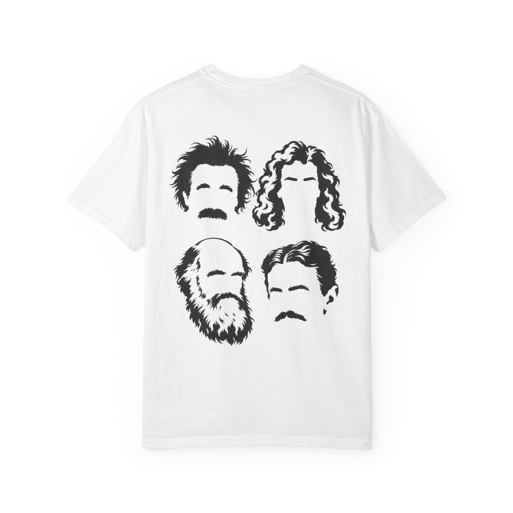 Anti Scroll Social Club The Discoverers t-shirt: Einstein, Newton, Darwin and Tesla