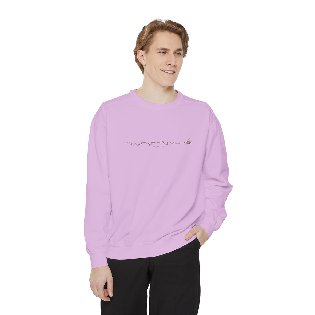 Uncharted Crewneck Sweatshirt – Fine-Line Map & Mountains | Explorer Collection