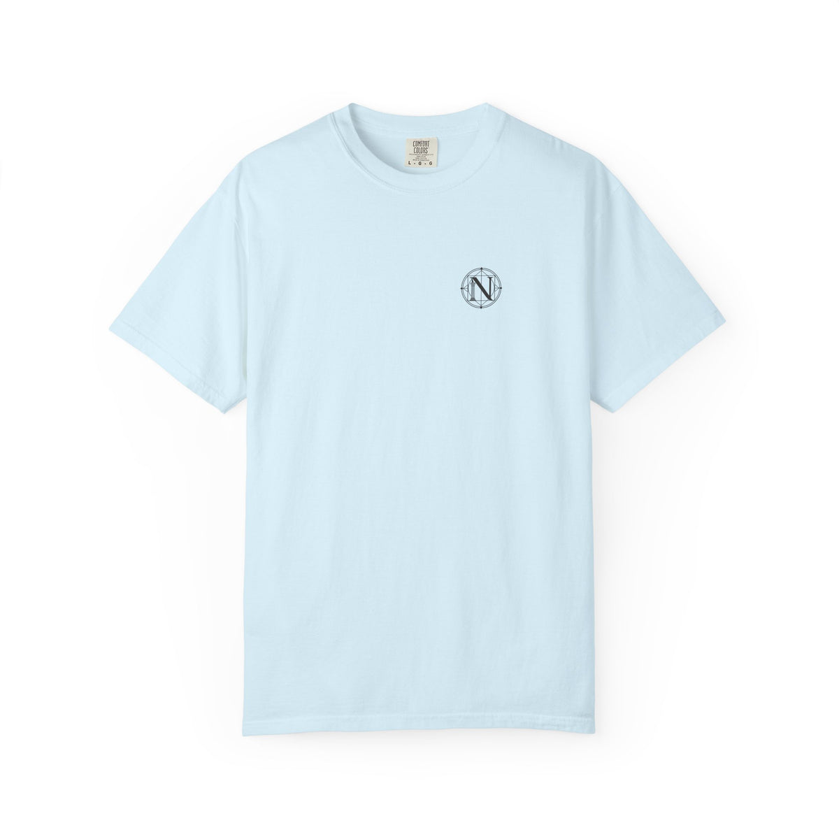 Eclipse t-shirt: eclipse and mountain silhouette back print with Nexus chest monogram