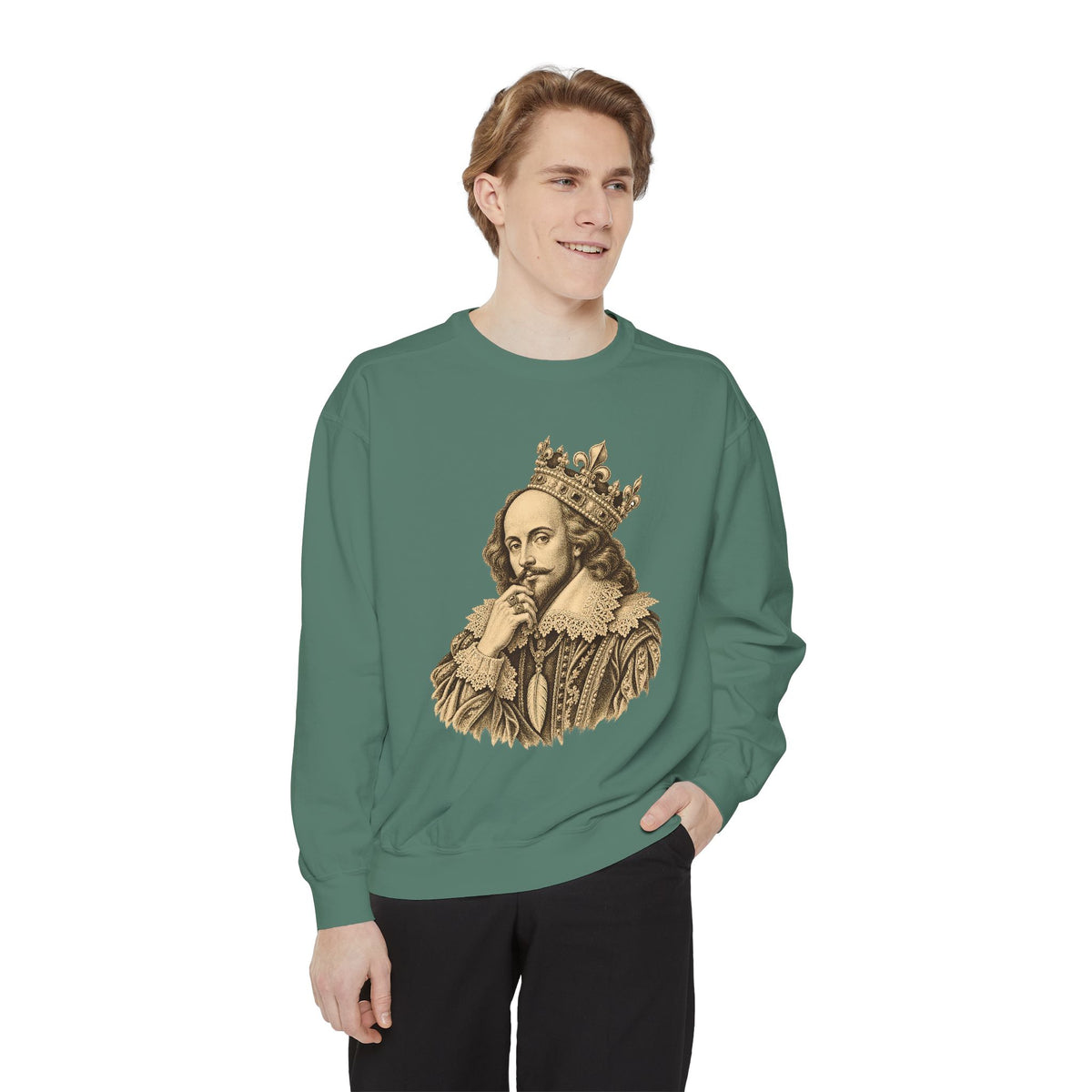 The Bard Crewneck Sweatshirt – Crowned Shakespeare Portrait