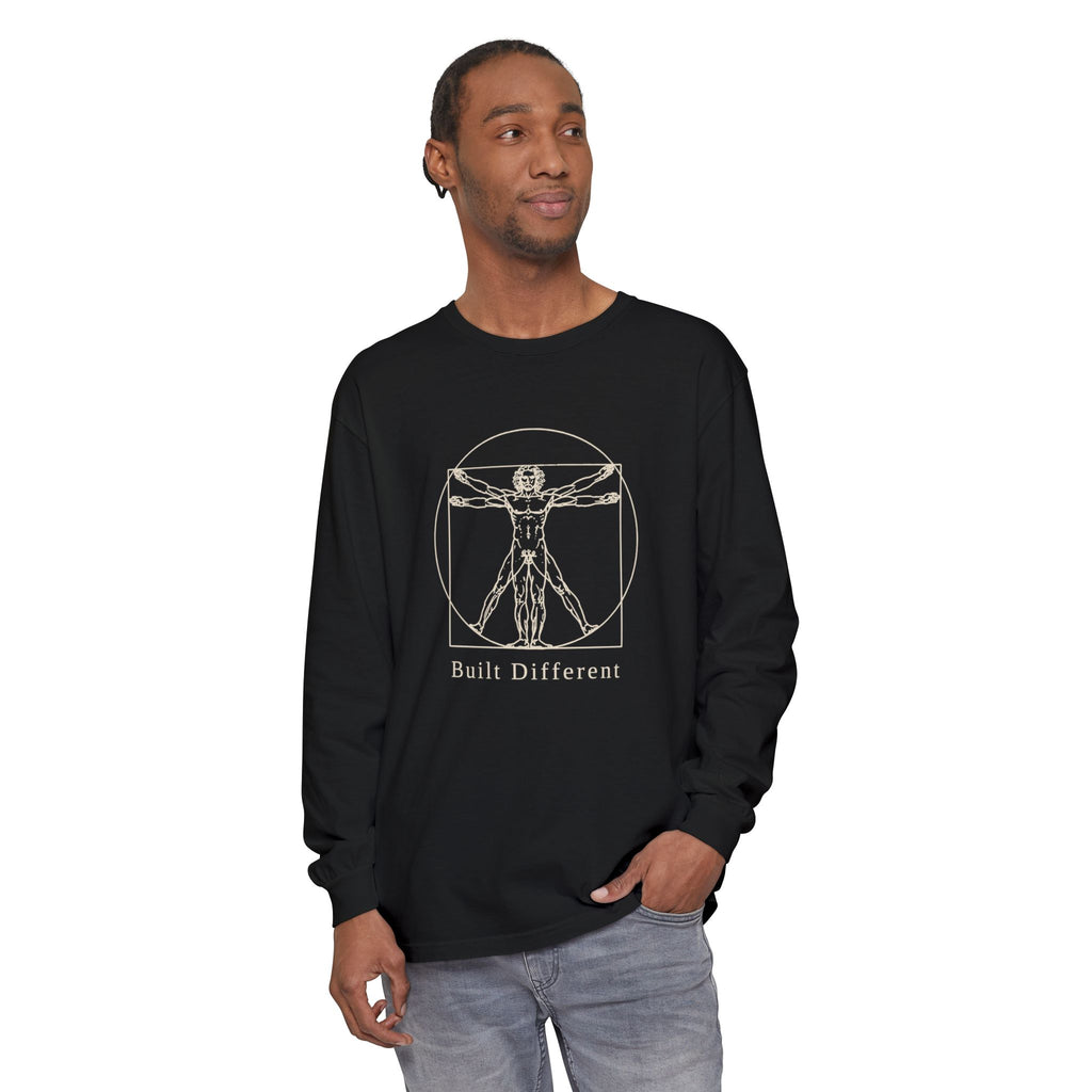 Built Different Long Sleeve T-Shirt – Leonardo-Style Anatomy Sketch