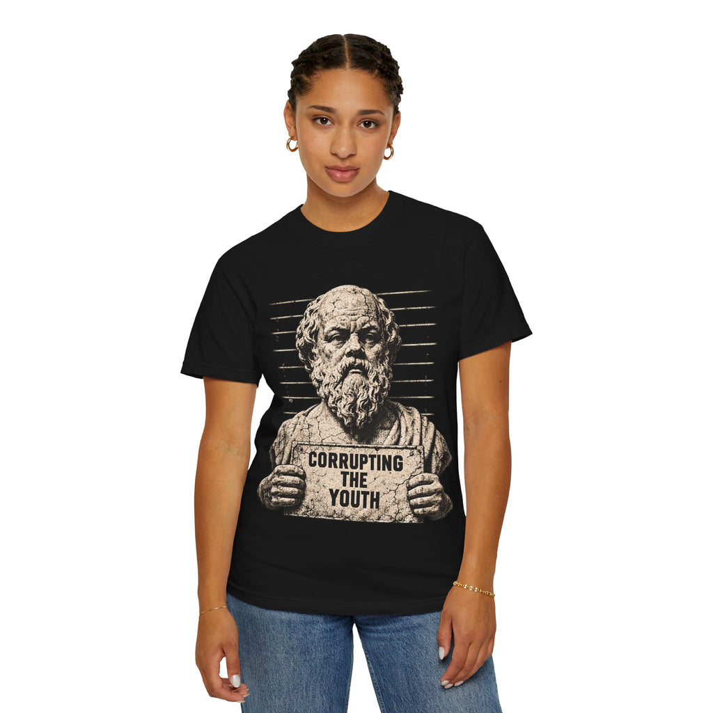 Bad Influence t-shirt: Socrates corrupting the youth