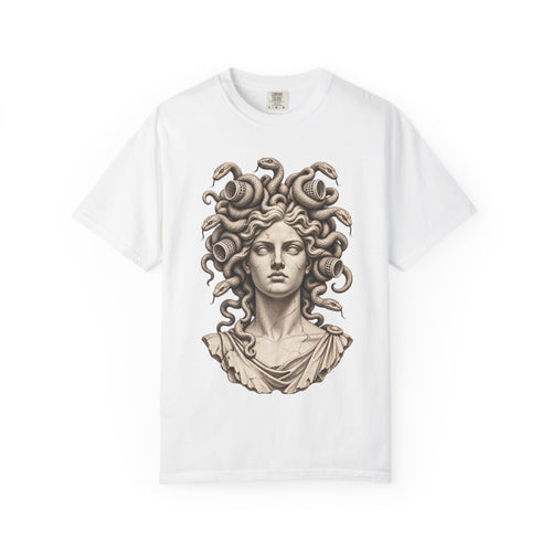 Bad Hair Day t-shirt: Medusa with her snakes in hair rollers