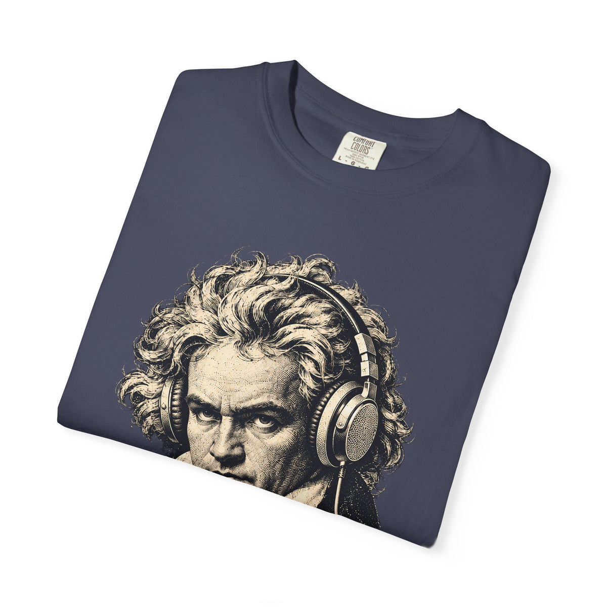 Beethoven Unplugged t-shirt: Ludwig van Beethoven portrait wearing headphones