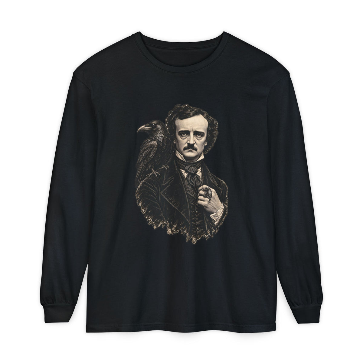 Poe After Dark Long Sleeve T-Shirt – Edgar Allan Poe & Raven