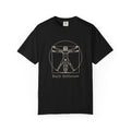 Built Different t-shirt: tonal Leonardo-style anatomy sketch